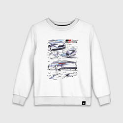 Свитшот хлопковый детский Toyota Gazoo Racing sketch, цвет: белый