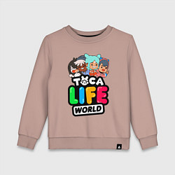 Свитшот хлопковый детский TOCA LIFE WORLD ТОКА ЛАЙФ ВОРЛД ПЕРСОНАЖИ, цвет: пыльно-розовый