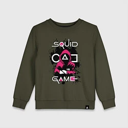 Свитшот хлопковый детский Squid gameguard-killer, цвет: хаки