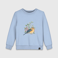 Свитшот хлопковый детский Снегирь и рябина, цвет: мягкое небо
