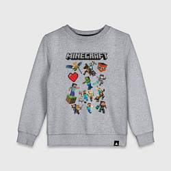 Детский свитшот МИР МАНКРАФТА, ГЕРОИ И МОНСТРЫ ИГРЫ
