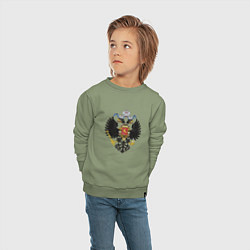 Свитшот хлопковый детский Черный орел Российской империи, цвет: авокадо — фото 2