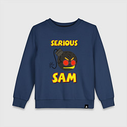 Свитшот хлопковый детский Serious Sam Bomb Logo, цвет: тёмно-синий