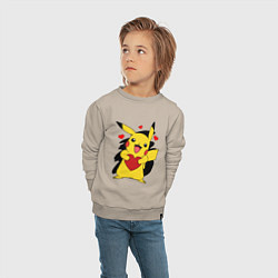 Свитшот хлопковый детский ПИКАЧУ И СЕРДЕЧКО POKENON PIKACHU LOVE, цвет: миндальный — фото 2