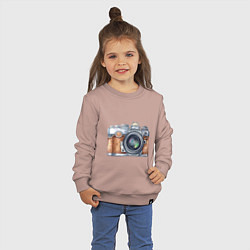 Свитшот хлопковый детский Ретро фотокамера, цвет: пыльно-розовый — фото 2