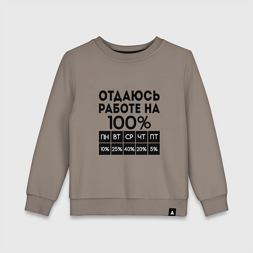 Детский свитшот ОТДАЮСЬ РАБОТЕ НА 100 процентов / Утренний латте – фото 1