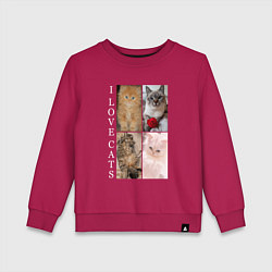 Свитшот хлопковый детский I LOVE CATS Я ЛЮБЛЮ КОШЕК, цвет: маджента