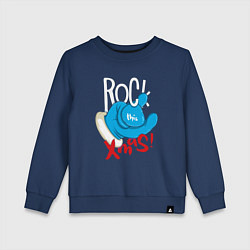 Свитшот хлопковый детский Blue mittens Rock this xmas, цвет: тёмно-синий