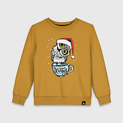 Свитшот хлопковый детский X-mas Owl, цвет: горчичный