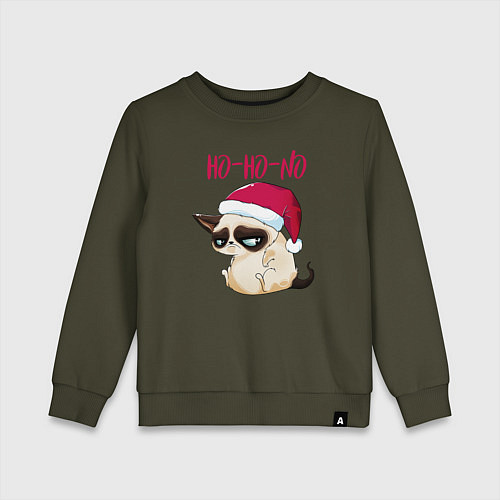Детский свитшот Ugly cat Ho-Ho-No / Хаки – фото 1