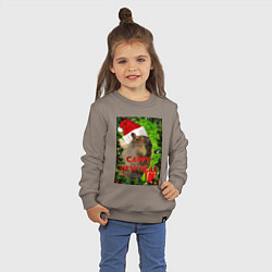 Свитшот хлопковый детский Капибара happy new year capybara новый год, цвет: утренний латте — фото 2