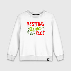 Свитшот хлопковый детский Resting Grinch Face Новогодний, цвет: белый