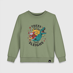 Свитшот хлопковый детский T-Rex Christmas, цвет: авокадо
