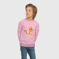Свитшот хлопковый детский Тигр с мороженым - символ года, цвет: светло-розовый — фото 2