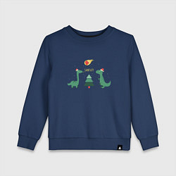Свитшот хлопковый детский Динозаврики и елка, цвет: тёмно-синий