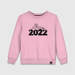 Свитшот хлопковый детский Новогодний Тигр лежит на цифре 2022, цвет: светло-розовый
