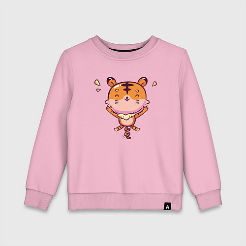 Детский свитшот Прыгающий радостный тигр / Светло-розовый – фото 1
