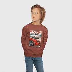 Свитшот хлопковый детский Nissan Skyline Ниссан Скайлайн, цвет: кирпичный — фото 2