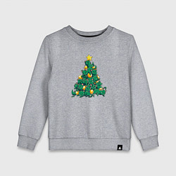 Свитшот хлопковый детский Christmas Tree Made Of Green Cats, цвет: меланж