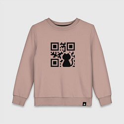 Свитшот хлопковый детский CAT QR CODE, цвет: пыльно-розовый