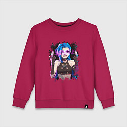 Свитшот хлопковый детский JINX SHOOT ARCANE LOL, цвет: маджента