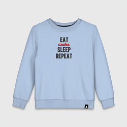 Свитшот хлопковый детский Eat оливье Sleep Repeat, цвет: мягкое небо