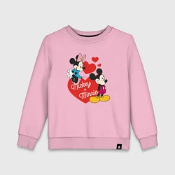 Свитшот хлопковый детский Mickey x Minnie Love, цвет: светло-розовый
