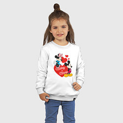 Свитшот хлопковый детский Mickey x Minnie Love, цвет: белый — фото 2