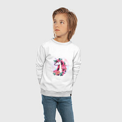 Свитшот хлопковый детский Единорог среди цветов и ягод Акварель, цвет: белый — фото 2