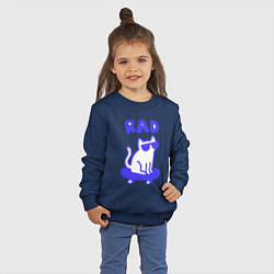 Свитшот хлопковый детский Кот и скейт 1, цвет: тёмно-синий — фото 2