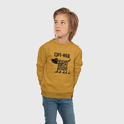 Свитшот хлопковый детский QR КОД СОБАКА, цвет: горчичный — фото 2