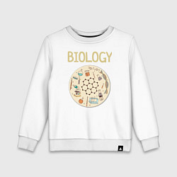 Свитшот хлопковый детский Biology, цвет: белый