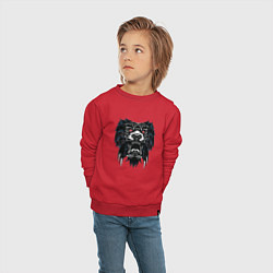Свитшот хлопковый детский Черный лев голова, цвет: красный — фото 2