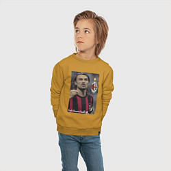 Свитшот хлопковый детский Paolo Cesare Maldini - Milan, captain, цвет: горчичный — фото 2