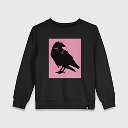 Свитшот хлопковый детский Ворона на розовом, цвет: черный