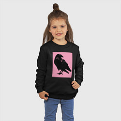 Свитшот хлопковый детский Ворона на розовом, цвет: черный — фото 2