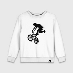 Свитшот хлопковый детский ВЕЛОСПОРТ BMX Racing ВЕЛОСИПЕДИСТ, цвет: белый