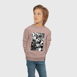 Свитшот хлопковый детский АСТА Черный Клевер Панели Манги, цвет: пыльно-розовый — фото 2