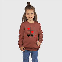 Свитшот хлопковый детский Сердечки Крестики нолики, цвет: кирпичный — фото 2