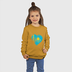 Свитшот хлопковый детский Сердечко Казахстана, цвет: горчичный — фото 2