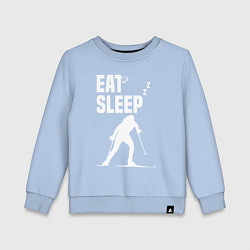 Свитшот хлопковый детский Ешь, Спи, Биатлон, цвет: мягкое небо