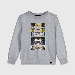 Свитшот хлопковый детский Чнерный Клевер Black Clover, персонажи, цвет: меланж