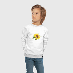 Свитшот хлопковый детский Бабочка на цветке подсолнуха, цвет: белый — фото 2