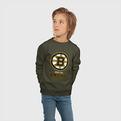 Свитшот хлопковый детский Boston Bruins , Бостон Брюинз, цвет: хаки — фото 2