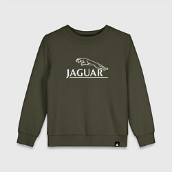Свитшот хлопковый детский Jaguar, Ягуар Логотип, цвет: хаки