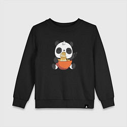 Свитшот хлопковый детский Cute Panda Eating Ramen, цвет: черный