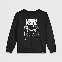Свитшот хлопковый детский Linkin Park, Линкин Парк, Рок кот, цвет: черный