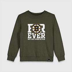 Свитшот хлопковый детский FOREVER NOT JUST WHEN WE WIN, Boston Bruins, Босто, цвет: хаки