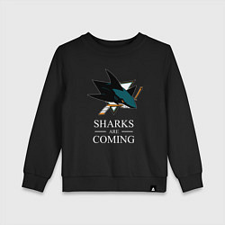 Свитшот хлопковый детский Sharks are coming, Сан-Хосе Шаркс San Jose Sharks, цвет: черный