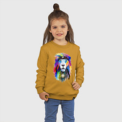 Свитшот хлопковый детский Color lion! Neon!, цвет: горчичный — фото 2